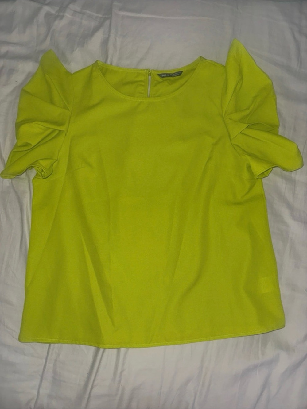 SHEIN Neon Lime Ruffle Sleeve Blouse